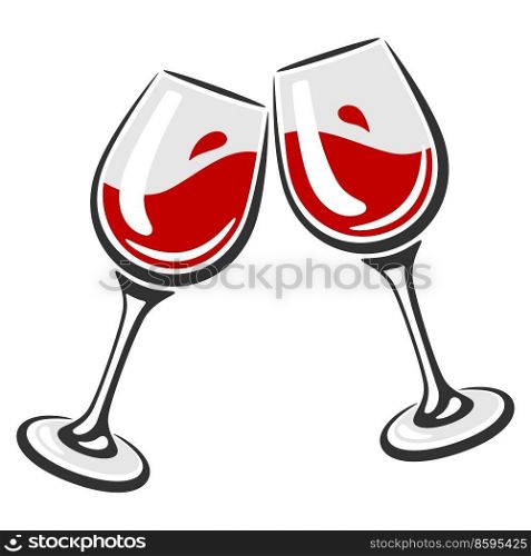 Illustration of glasses with red wine. Image for restaurants and bars. Business and industrial item.. Illustration of glasses with red wine. Image for restaurants and bars.