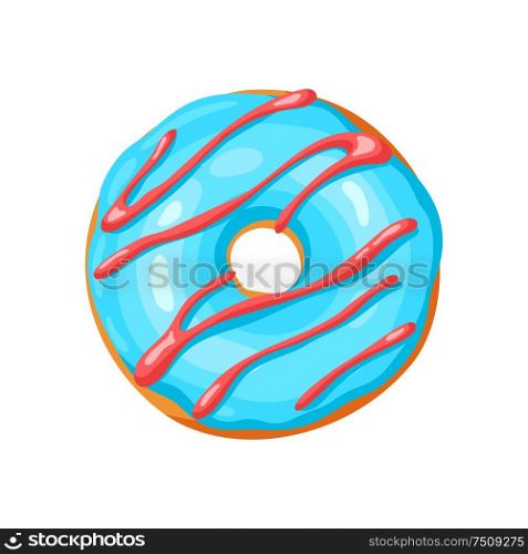 Illustration of glaze donut with sprinkles. Colored sweet pastry.. Illustration of glaze donut with sprinkles.