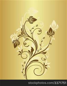 Illustration of gold floral vintage background for design invitation - vector
