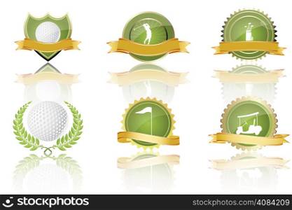 illustration of golf prizes on white background