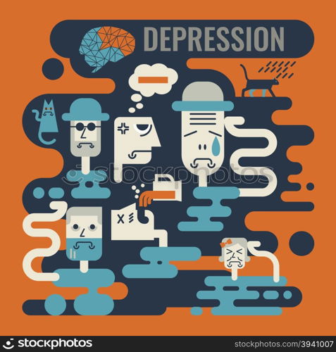 Illustration of graphic design depression concept background