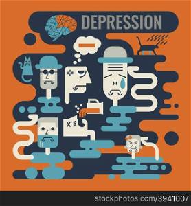Illustration of graphic design depression concept background
