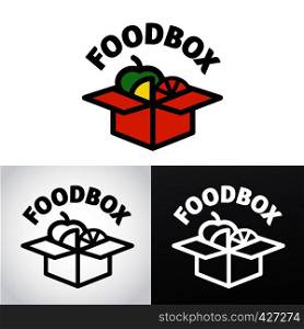 illustration of graphic sign and logo for food and snack box. food box logo