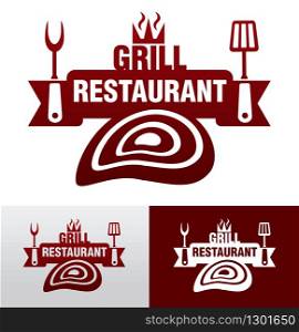 illustration of graphic sign and logo for grill restaurant bar. grill graphic sign