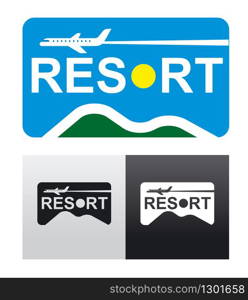 illustration of graphic sign and logo for travel and resort. travel and resort logo