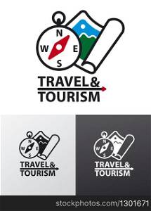 illustration of graphic sign and logo for travel, resort and hiking. logo for tourism