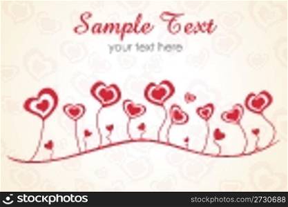 illustration of growing heart on abstract vector background