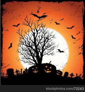 Illustration of grunge pumpkins for halloween holidays. Jack O'Lantern Background