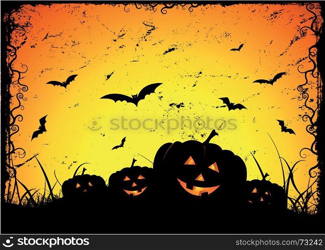 Illustration of grunge pumpkins for halloween holidays. Jack O'Lantern Grunge Poster