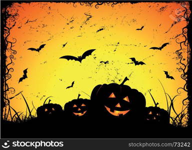 Illustration of grunge pumpkins for halloween holidays. Jack O'Lantern Grunge Poster