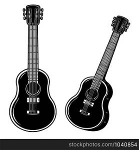 Illustration of guitar isolated on white background. Design element for logo, label, sign. Vector illustration