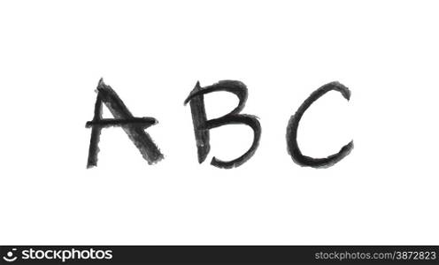 Illustration of hand drawn chalk a,b,c isolated on white background