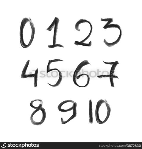 Illustration of hand drawn chalk numbers set isolated on white background