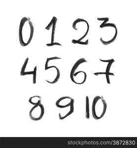 Illustration of hand drawn chalk numbers set isolated on white background
