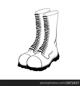 Illustration of hand drawn military boots isolated on white background