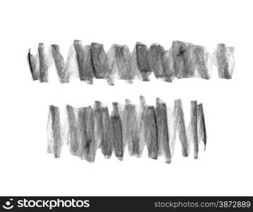 Illustration of hand drawn scribble chalk marks textures isoalted on white background
