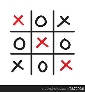 Illustration of hand drawn tic-tac-toe competition isolated on white background