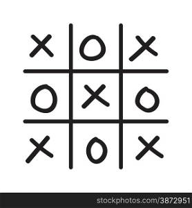 Illustration of hand drawn tic-tac-toe game isolated on white background