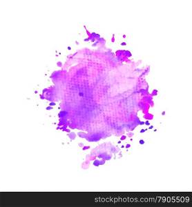 Illustration of hand drawn watercolo purple splash isolated on white background
