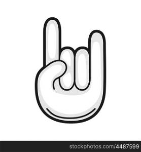 Illustration of hand rock sign gesture. Icon on white background. Illustration of hand rock sign gesture. Icon on white background.
