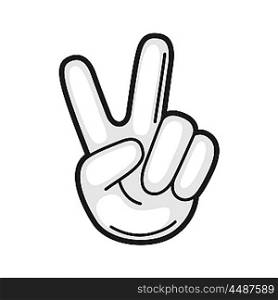 Illustration of hand victory sign gesture. Icon on white background. Illustration of hand victory sign gesture. Icon on white background.
