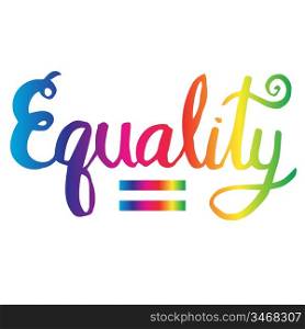 Illustration of hand writing the word equality