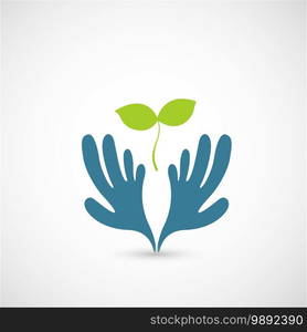 Illustration of Hands and plant