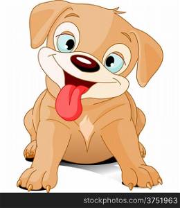 Illustration of happy and funny cartoon puppy.&#xA;
