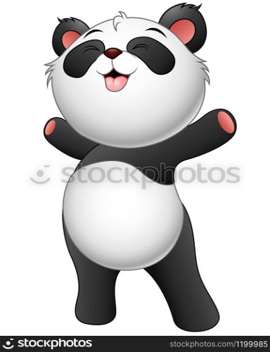 illustration of Happy baby panda standing
