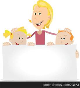 Illustration of happy chidren and their father wishing a happy anniversary to their mother. Happy Birthday To You Dad !