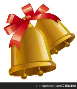 illustration of happy christmas bells with ribbon. happy christmas bells