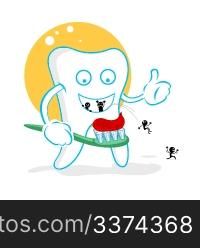 illustration of happy dent with germs on white background
