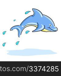 illustration of happy dolphin on white background
