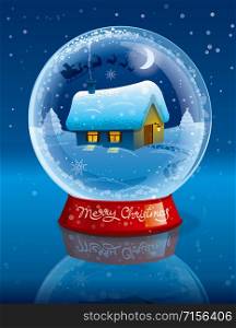 illustration of happy merry christmas crystal ball. christmas crystal ball