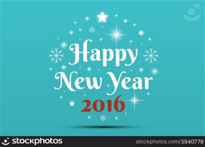 Illustration of Happy New Year 2016, flat design concept with elements