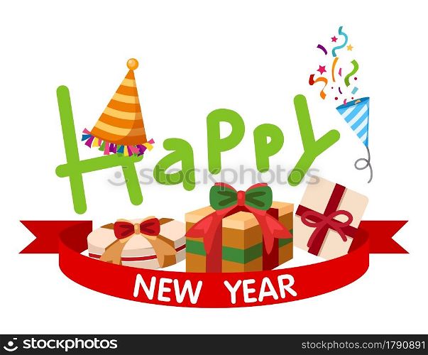 illustration of happy new year typography vector