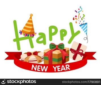 illustration of happy new year typography vector