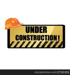 illustration of hardhat on underconstruction board on an isolated background