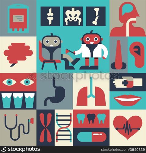 Illustration of health concept with elements and icons