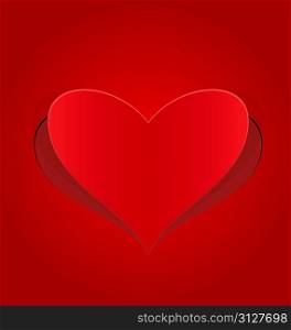 Illustration of heart red cut from paper - vector