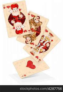 Illustration of Hearts plays cards