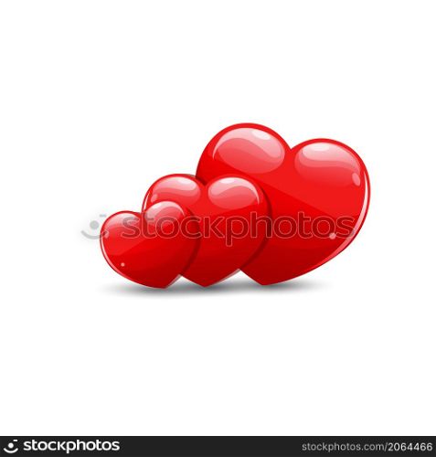 Illustration of hearts shape with highlights, Red glitter hearts vector