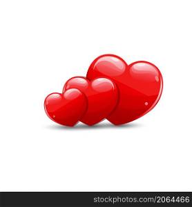 Illustration of hearts shape with highlights, Red glitter hearts vector