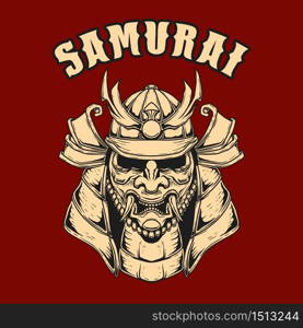 Illustration of helmet of samurai warrior. Design element for poster, card, banner, emblem, t shirt. Vector illustration