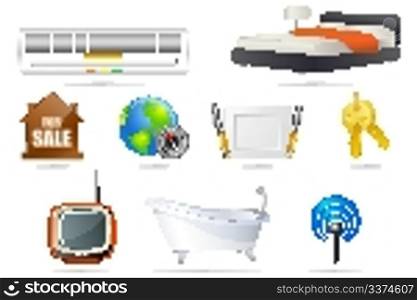 illustration of home accessories on white background