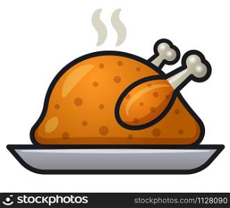 illustration of hot baked chicken on a plate. baked chicken