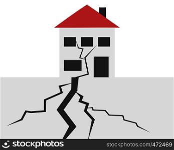 Illustration of house and earthquake