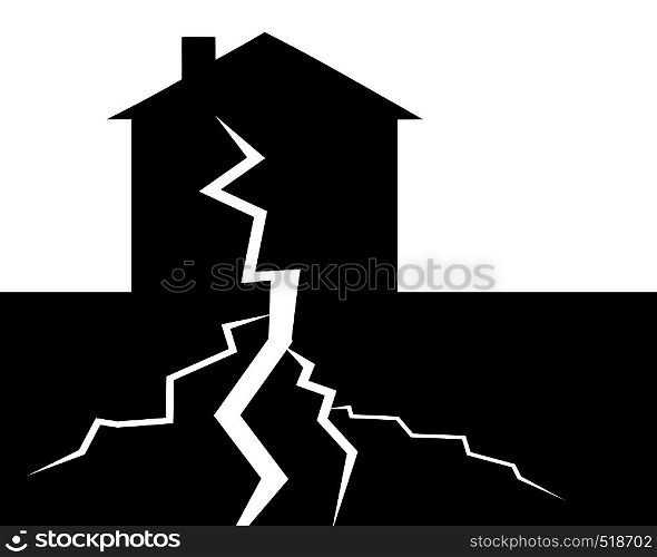Illustration of house and earthquake
