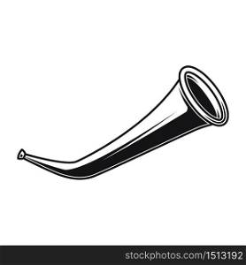 Illustration of hunting horn. Design element for logo, label, sign, poster, t shirt. Vector illustration