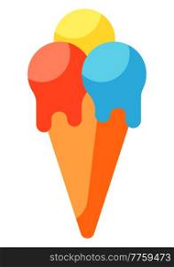 Illustration of ice cream cone. Summer image for holiday or vacation. Stylized icon.. Illustration of ice cream cone. Summer image for holiday or vacation.